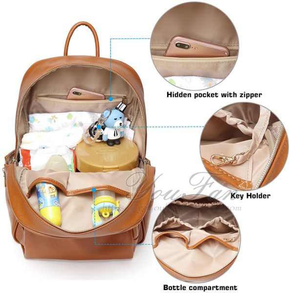 Leather Nappy Backpack bag baby diaper organizer