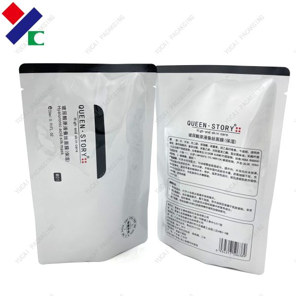 SGS BRC Zip Lock 3 Side Seal Pouch Shiny Printing Mask Bag