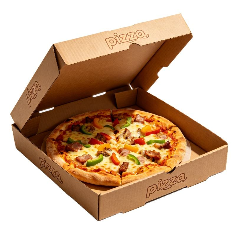 Wholesale Custom Printed Logo Recyclable Corrugated Paper Pizza Box - Eco-Friendly Food Packaging