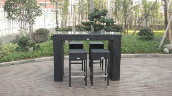 Resin Wicker Bar Set , Dark Brown Rattan Conservatory Furniture
