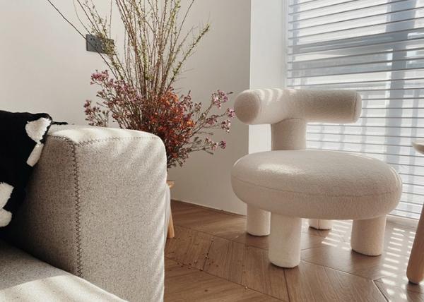 Personalized Modern Fabric Dining Chairs Lambswool Nordic Single Sofa