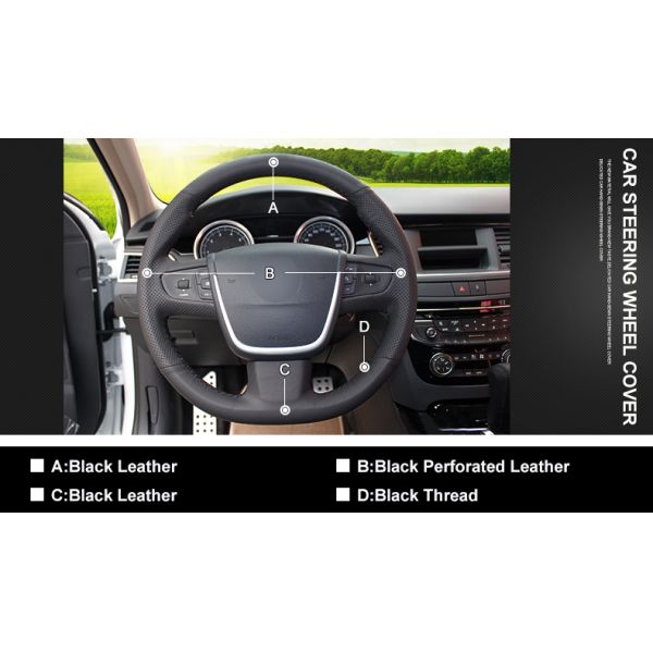 Custom Design Leather Car Steering Wheel Cover for Peugeot 508 SW 20112012 2013 2014 2015 2016 2017 2018