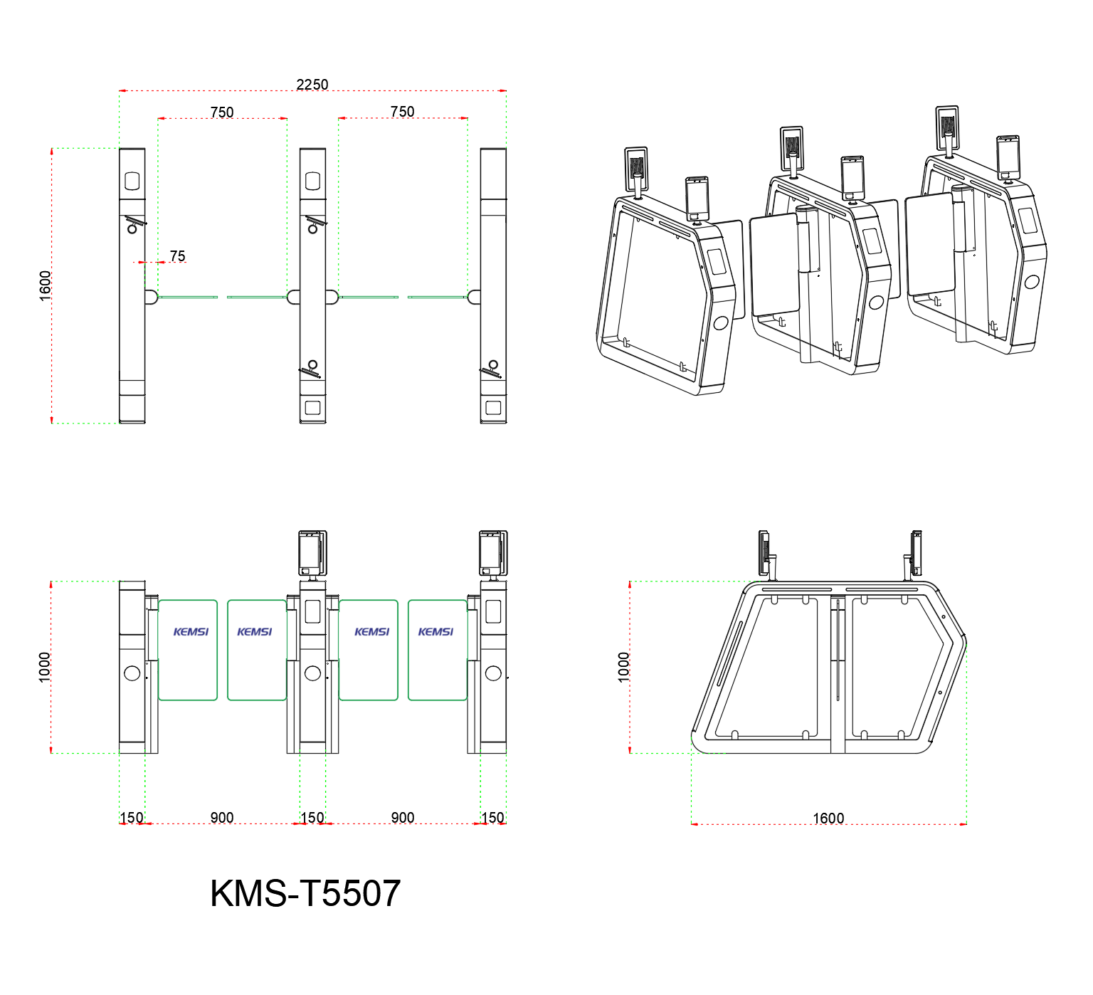 Speed Gate Turnstile With Brushless Motor Wide Pass