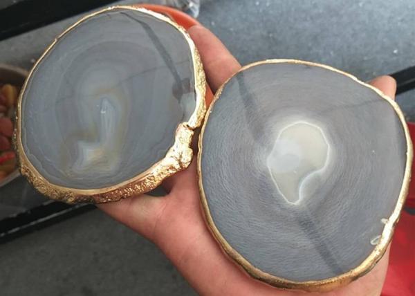 Modern Natural Stone Crafts Colorful Agate Stone Slice Coasters For Decoration
