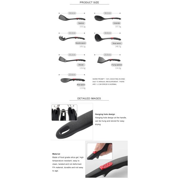 утвари BPA кухни силикона качества еды 7Pcs свободные