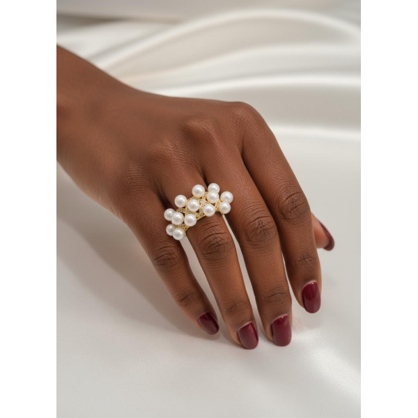 Manufacturer Supplier Hypoallergenic 925 silver pearl ring Sustainable Golden 925 silver natural freshwater pearl ring