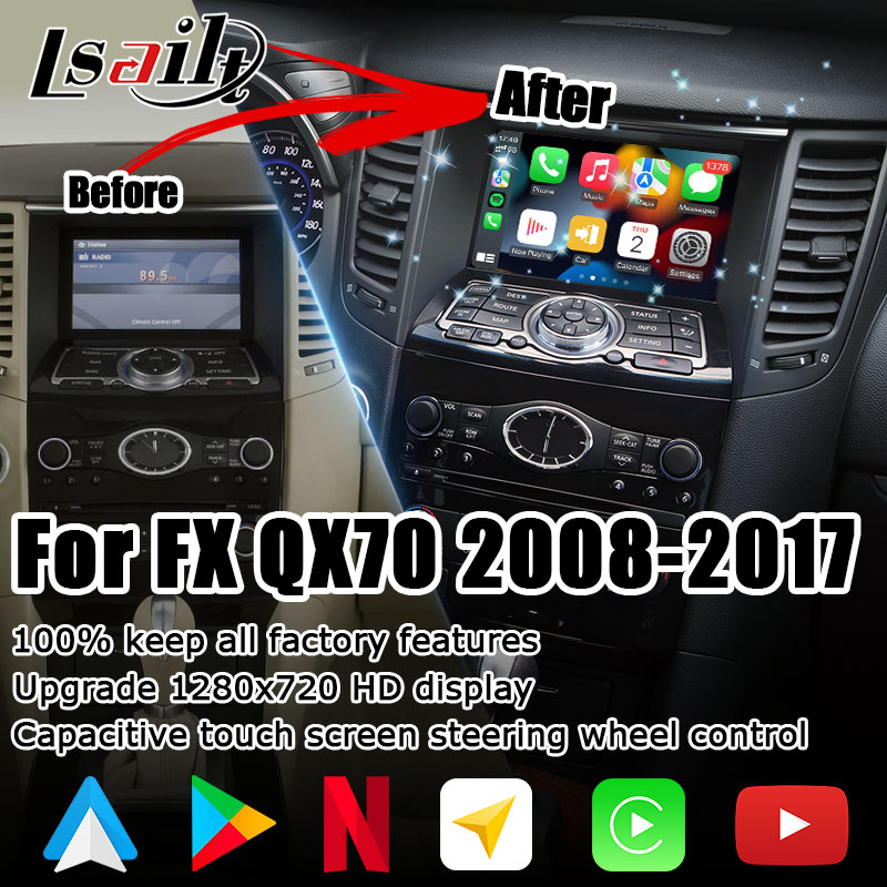INFINITI QX70 FX35 FX37 HD обновление экрана беспроводная связь carplay android auto IT06