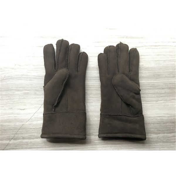 Women Hand Sewing Warmest Sheepskin Gloves , Suede Leather Mittens