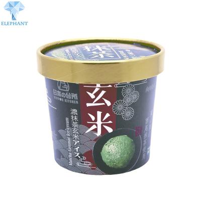 Compostable 12oz Dessert Ice Cream Paper Cup UV Coating Glossy Lamination