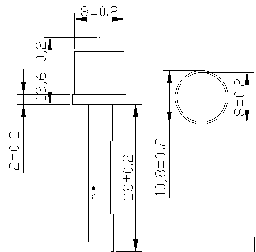 8mm 0.06W flat head water clear red 620-630nm 400-800mcd 15deg light emitting diode