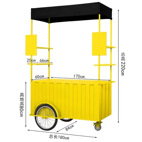 Stainless Steel Insulation Tempered Glass Outdoor Street Vending 3 Wheel Coffee Bike