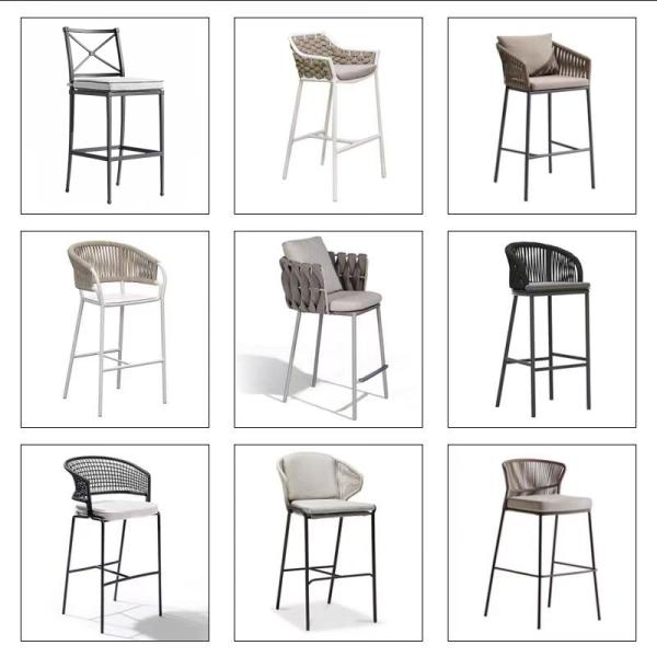 Outdoor Bar Furniture Aluminum Tall Stools Bar Chairs With Cushion for Hotel Outdoor Garden Patio