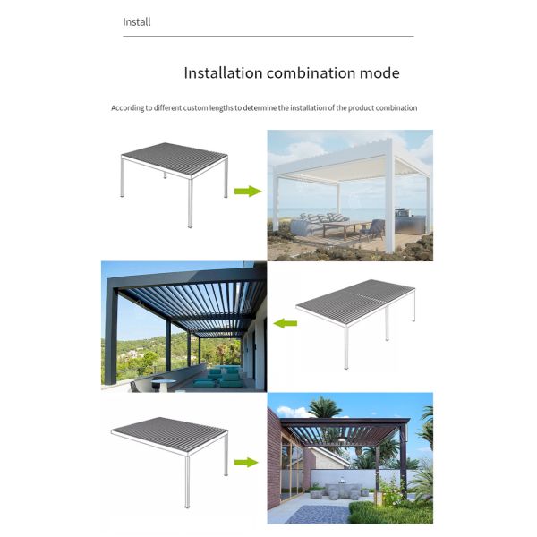 Aluminum Alloy Pavilion Four Corner Outdoor Yard Shade Flip Louver Pavilion Leisure Canopy