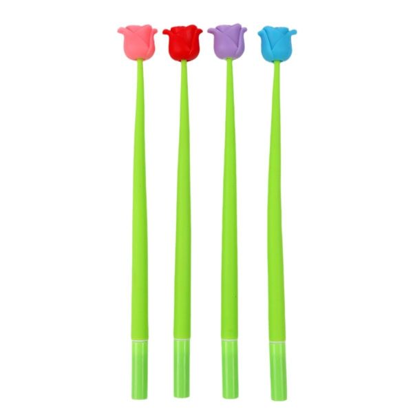 Funny Live Flower Pens, Creative Gel Ink Silicone Flower Pen Bulk, 0.5 Mm Writing Pen For School Office Home, Teacher Student Women, Party Decor Supplies, 6 Pcs/Set (Bellflowers And Animals)