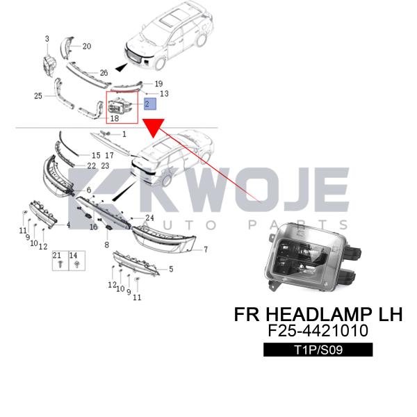 Jetour T1P S09 Car Headlights OE F25-4421010 Replacement