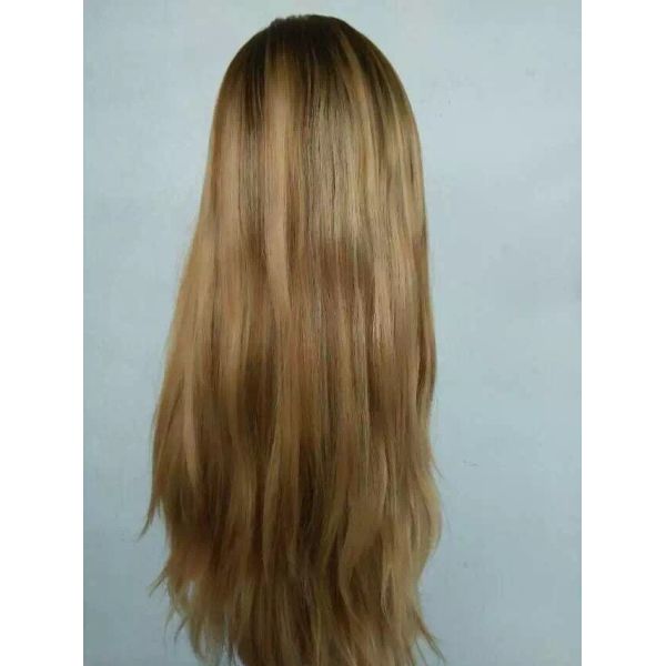 High Quality European Human Hair Jewish Wigs 20 Inches Small Layer Highlight with Dark Roots
