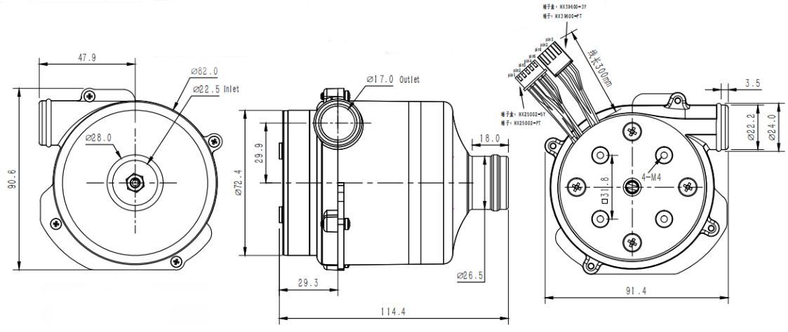 Мини-турбо 24В вентилятор с двигателем без щетки для топливных элементов 5кВт