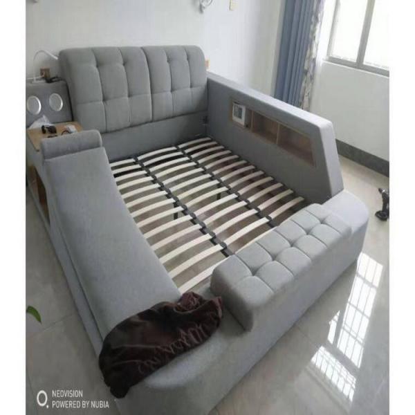 Multifunction Leather Bed Frame Queen Size Low Profile