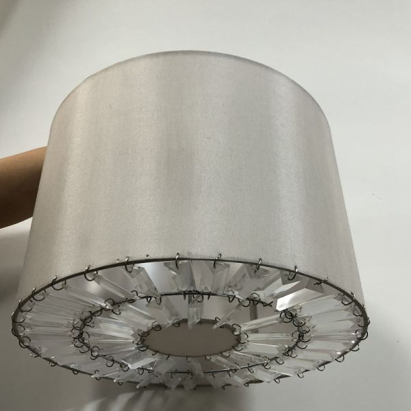 300*200MM Easy Fit Pendant Shade Faux Silk Clear Beads At Bottom
