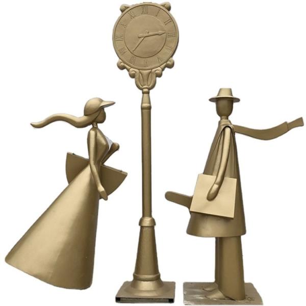 Brass Abstract Loving Couple Figurines 185cm Bronze Lovers Statue