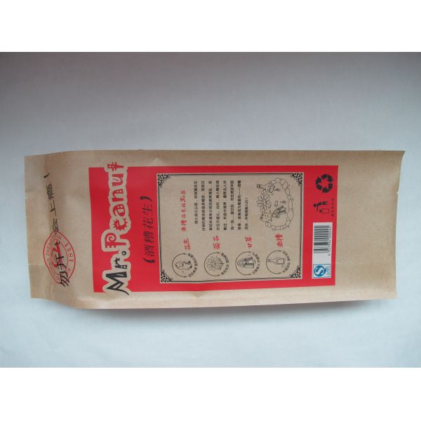 Dried food packaging bag , 2kg Kraft Paper Sand Up Bags , resealable zipper bag