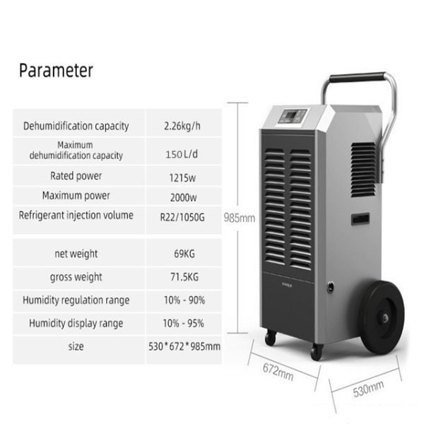 Top Sale 150L/D Large Capacity Air Dryer Basement Growroom Commercial Industrial Dehumidifier