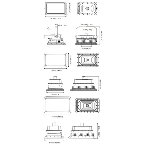 Luz de calle a prueba de explosiones de IP66 IP67 LED con EX IECEX a prueba de polvo IK10 30W 50W 60W 80W 100W