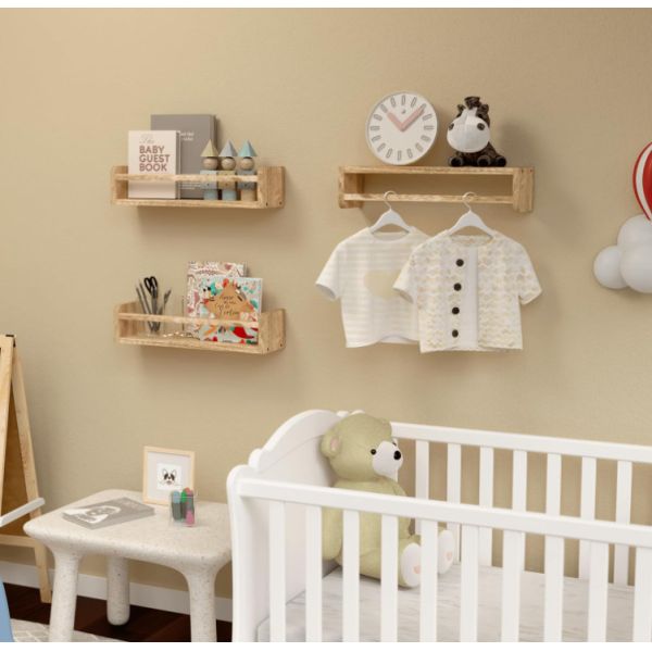 Set of 3 Simple yet Chic Kids Room Wall Mounted Nursery Bookshelf Wood Floating Shelves Kids Bedroom Toddler Room Decor