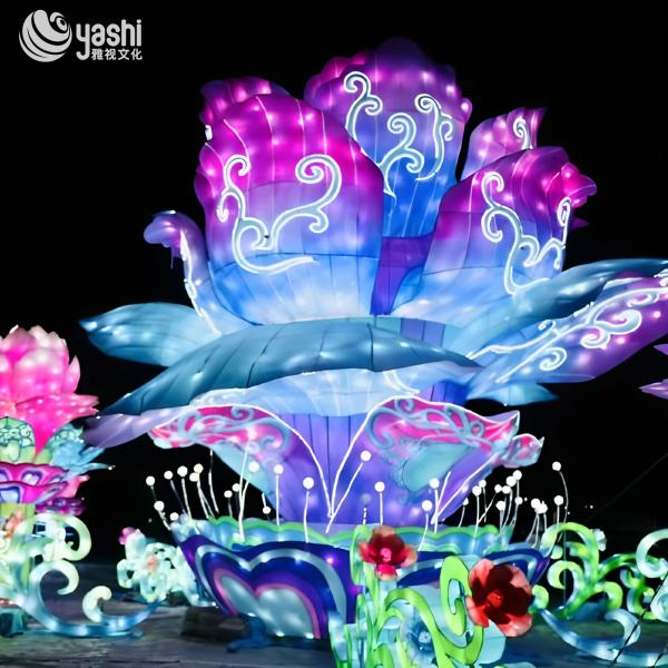 Chinese Festival LED Zigong Lantern Large Artificial Flower Sculpture Detachable
