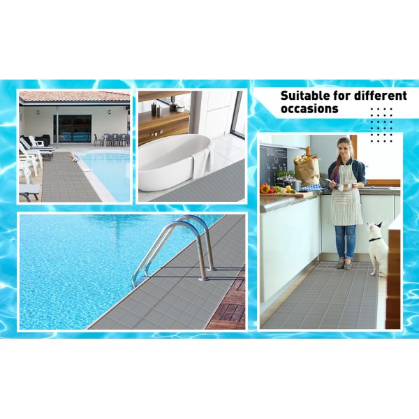Anti-slip Drainage Pool Flooring Mats Swimming Pool Non Slip Mat PVC Splash Matting Mesh Hollow Doormat Roll For Outdoor Indoor Patio Restaurant Garage Kitchen Bathroom Bars