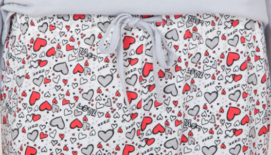 Lightweight Grey Womens Pyjama Sets Round Neck Long Sleeve Top / Printed Long Pants