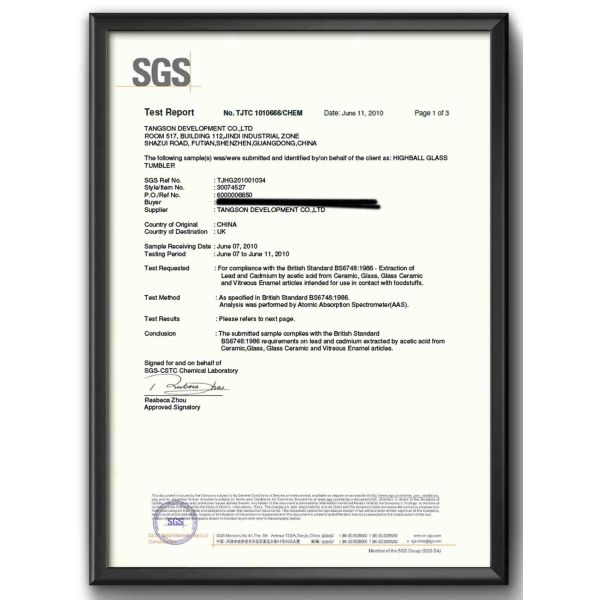 TANGSON DEVELOPMENT CO., LIMITED Сертификации