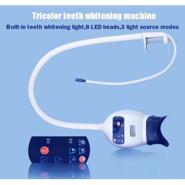 Machine de blanchiment des dents montée sur une chaise dentaire Lumière blanchissante froide lumineuse violette lumineuse