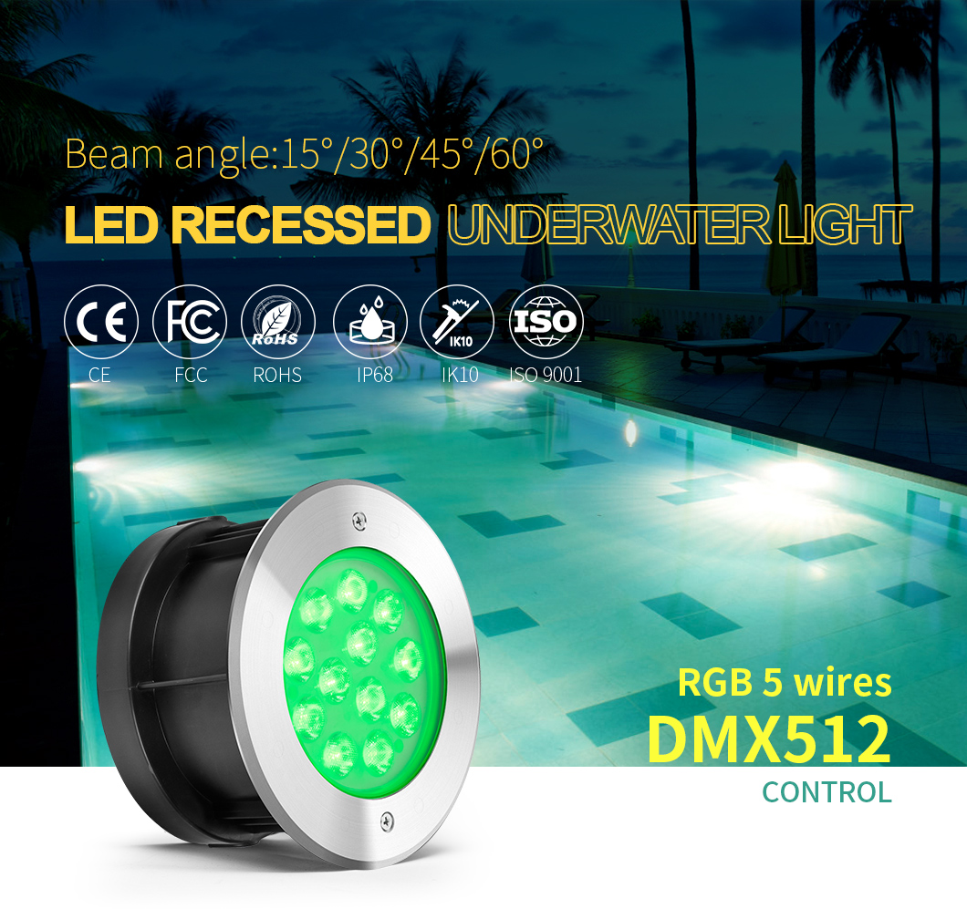 Цвет FCC 600LM IP68 DMX512 изменяя СИД делает центром внимания 18W DC24V SS316L