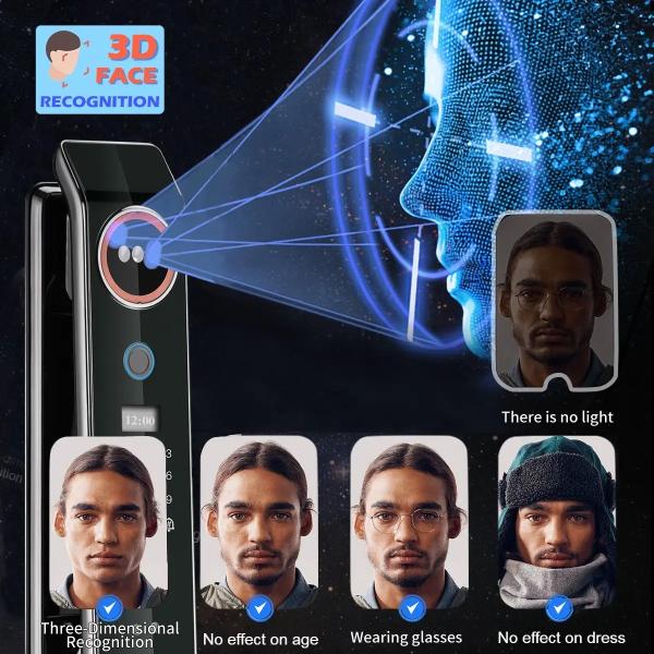 Glomarket Factory Price Wifi App Smart Door Lock With Face Recognition Biometric Fingerprint Cerradura Support Intercom Function