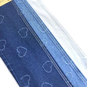 Heart Printed Jacquard Denim Fabric Non Elastic Denim 10.6oz for Unique jeans