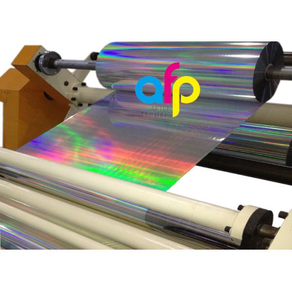 20 Mic PET Dry Holographic Film Roll , Clear Polyester Film With Rainbow Pattern