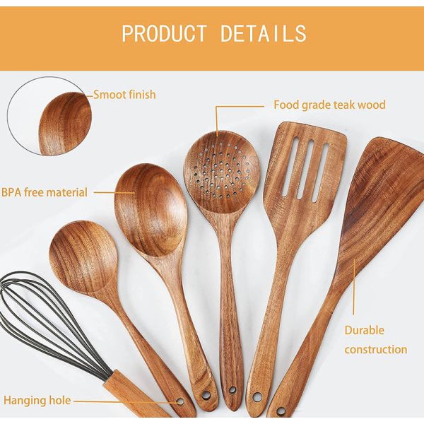 Ручка набора варя утварей древесины Teak кухни не