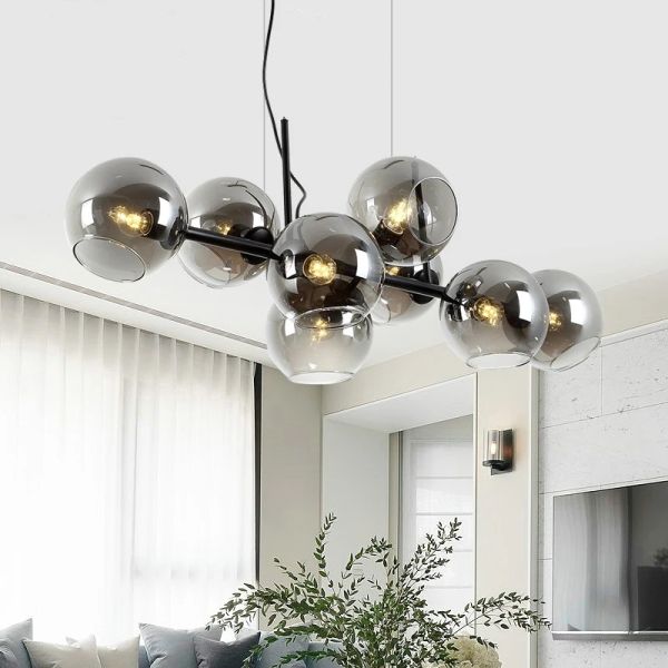 Nordic Glass Chandelier for Dining Room Kitchen Living Room Bedroom Glass Ball Black Ceiling Pendant Lamp (WH-AP-671)
