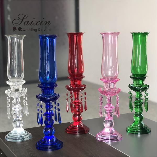 Centerpieces Wedding Candle Holder Table Decor Pillar Crystal With Glass Hurricanes