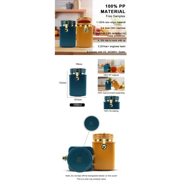 Coffee Bean Container Food Coffee Kitchen Storage Canister Tea Coffee Canister Plastic Jar