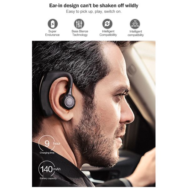 TWS True Wireless Bluetooth Earphone Single Earhook Business Long Standby