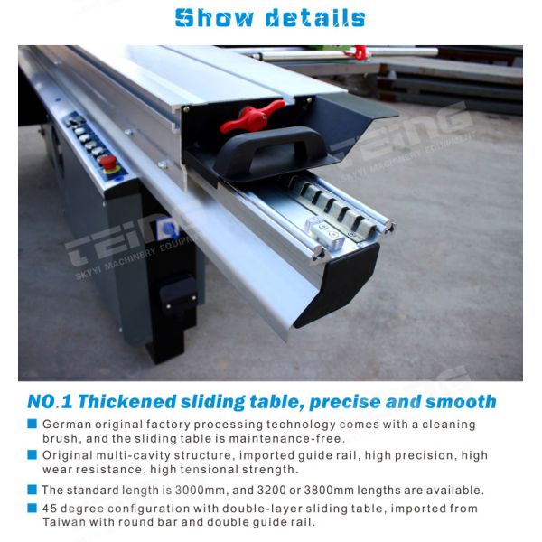 Woodworking Sliding Table Saw SKY8D 20mm Scoring Spindle Saw Max Cutting Height 80mm
