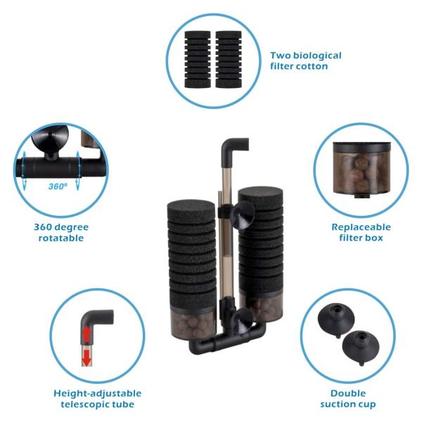 4w 10 Gallon Air Pump Sponge Filter For Aquarium