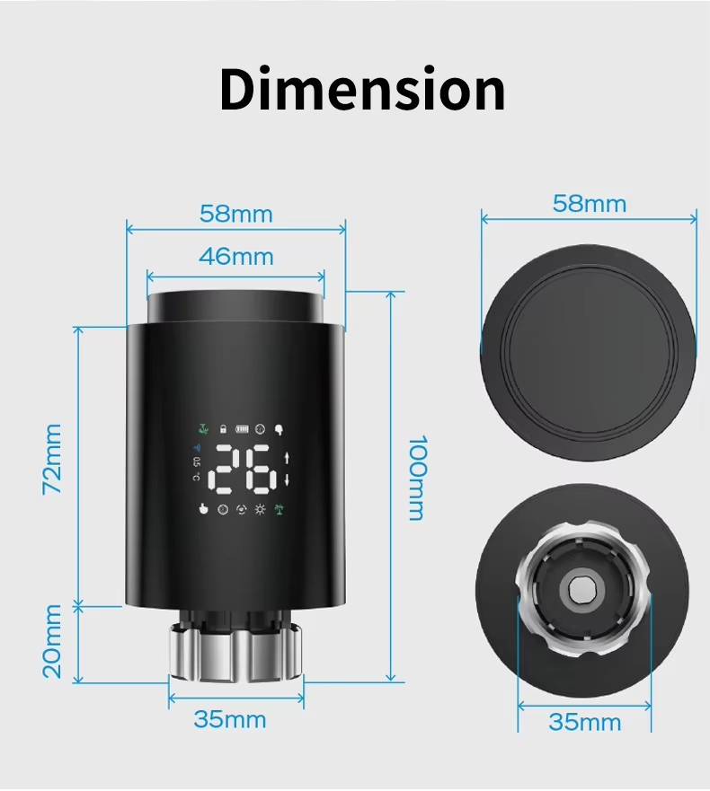 SIXWGH Zigbee 3.0 Smart Thermostatic Radiator Valve (TRV) Alexa/Google Assistant Tuya App 7-Day Programmable Wireless Heating