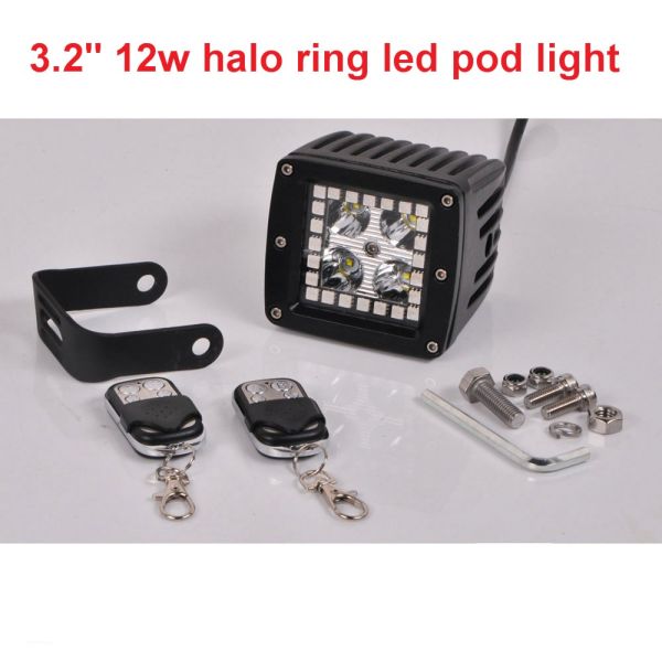 3.2 Inch 12w RGB Offroad Led Work Light , 12V 24V LED Work Light ATV SUV Mine Boat Lamp 4WD
