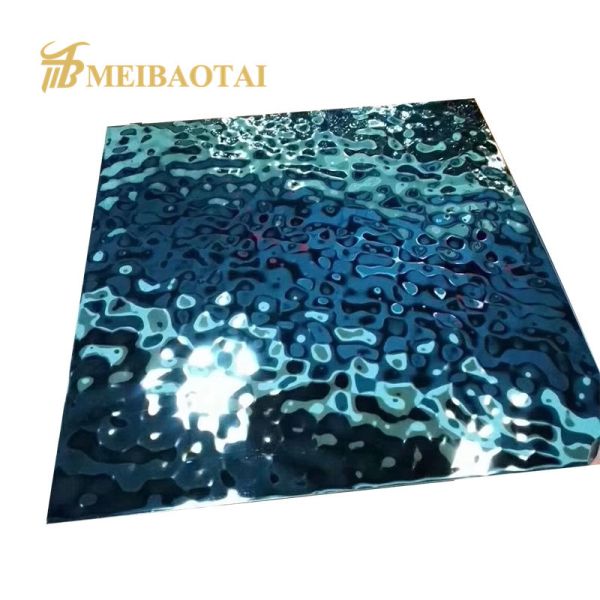 Super Mirror Polished PVD Blue Coated Water Ripple Stainless Steel Sheet GB Standard 2m Length