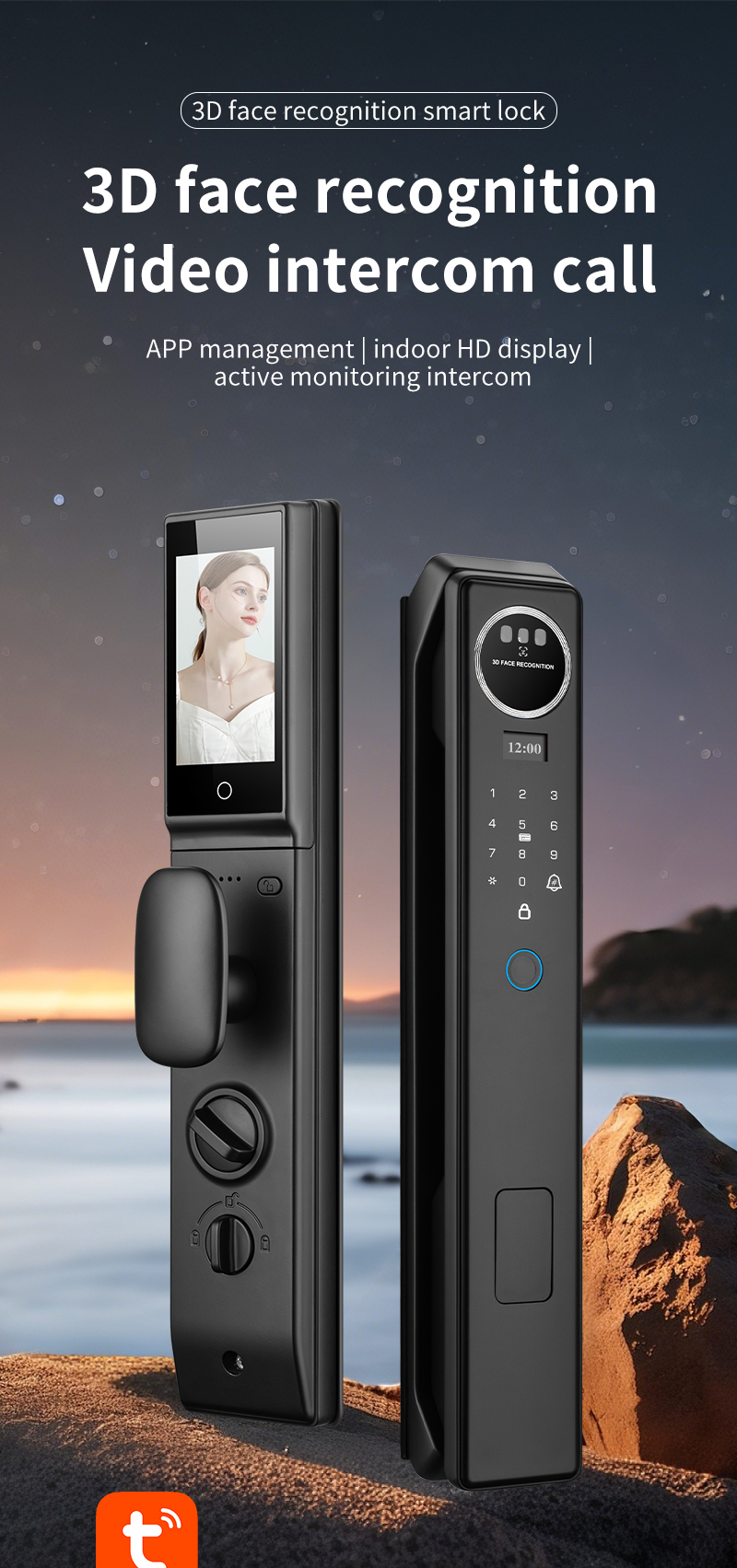 Qleung S959max Smart Door Lock with Cloud Data Storage WiFi Network and Emergency Power USB