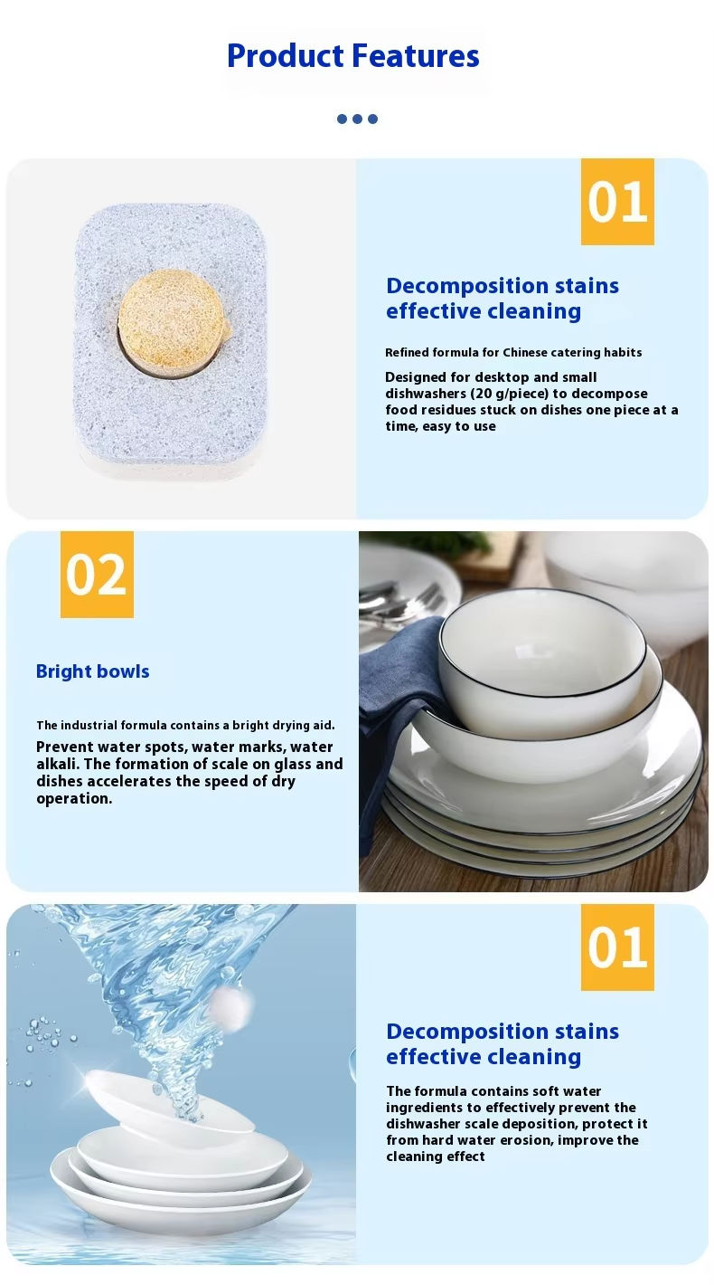 Eco-friendly Solid Shape Dishwashing Tablet Sheet 20g Or Customized Biodegradable Dishwasher Tablet