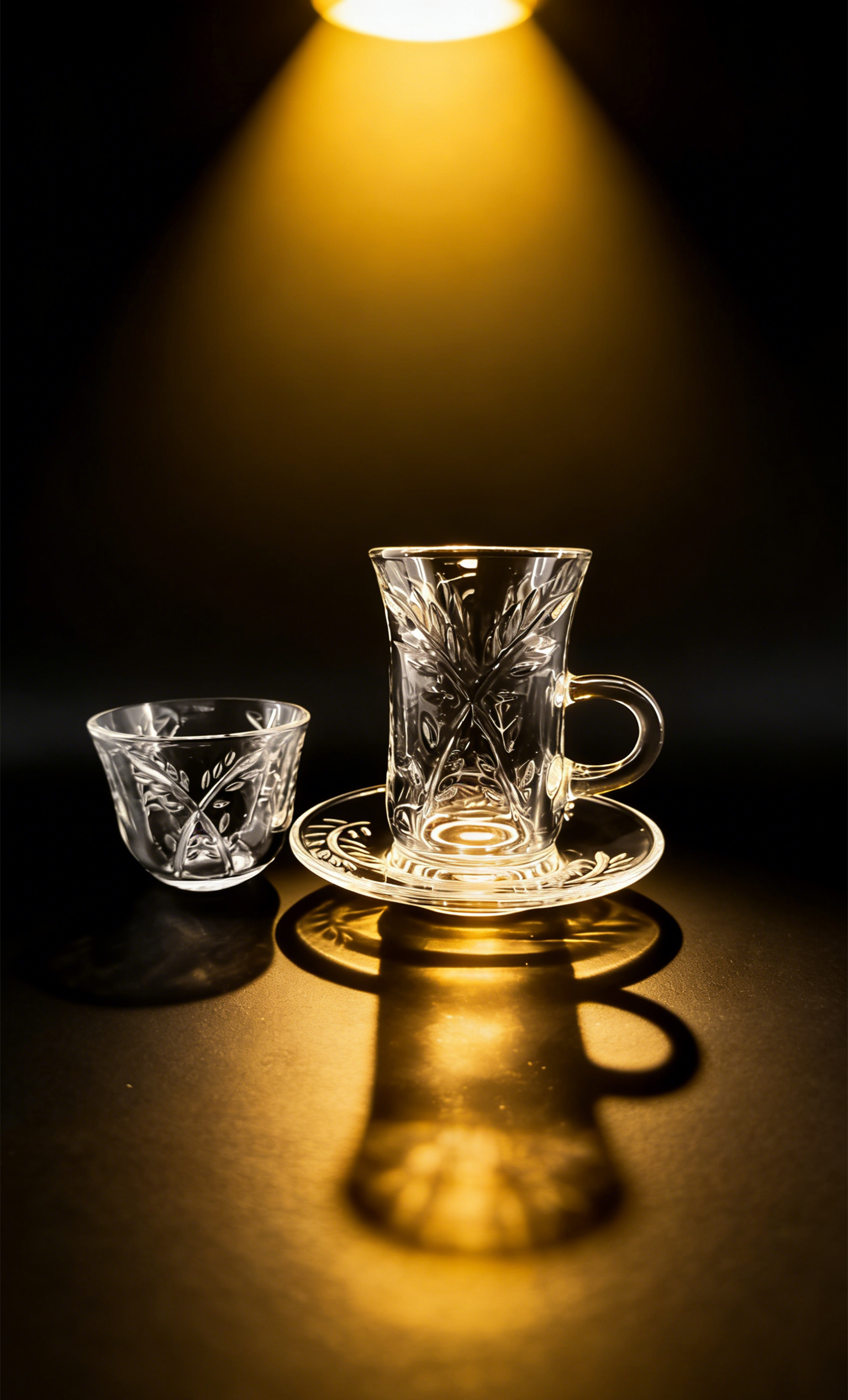 Premium Transparent 18 Piece Set Glass Tea Cups Heat Resistant Durable Cross Willow Design Ecofriendly 